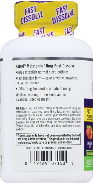 Natrol Melatonin 10mg Strawberry Tablets 100ct