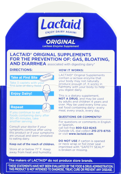 Lactaid Original Strength Caplets 120ct