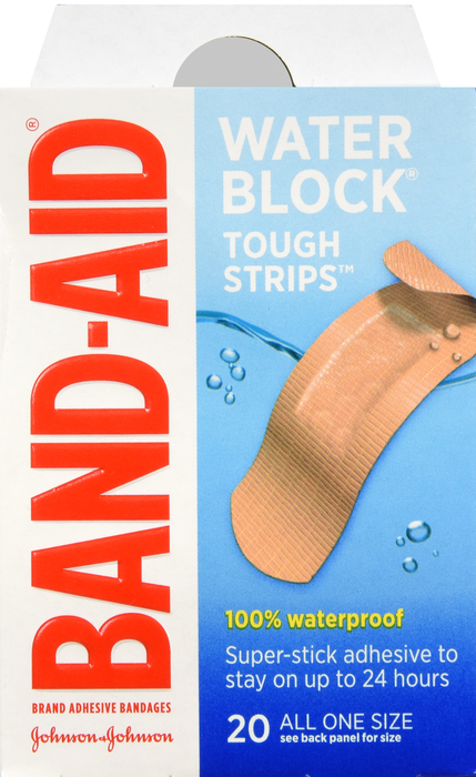 BAND-AID BANDAGES TOUGH STRIPS WATERPROOF 1SIZE 20CT