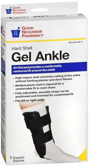 Good Neighbor Pharmacy Hard Shell Gel Ankle Support Black Adjustable 1ct