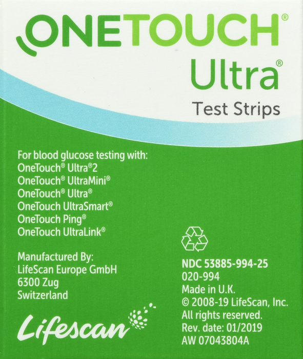 OneTouch Ultra Blue Blood Glucose Test Strips 25ct