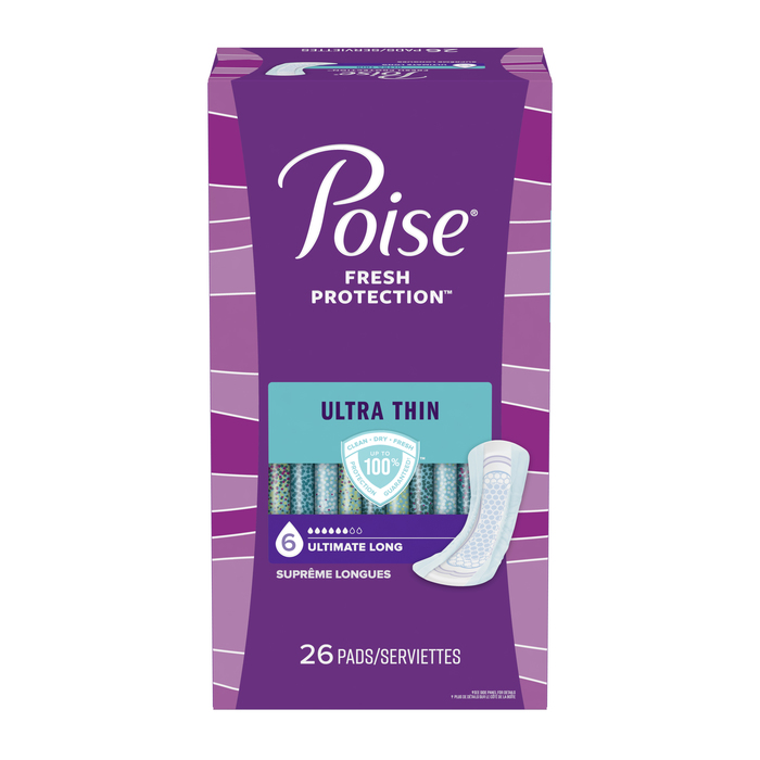 POISE ULTRATHIN LONG PAD 2X26CT