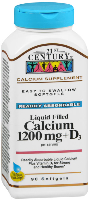 21st Century Calcium 1200mg + D3 Liquid-Filled Caplets 90ct