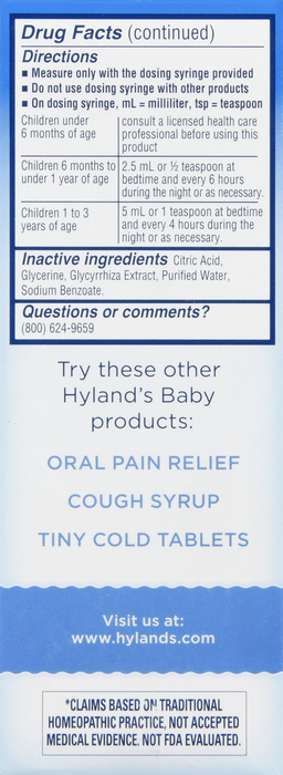 HYLAND'S BABY NIGHTTIME MUCS+CLD LIQ 4OZ