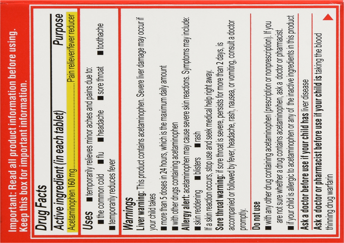 Children's Tylenol Pain + Fever 160mg Acetaminophen Grape Chewable Tablets 24ct