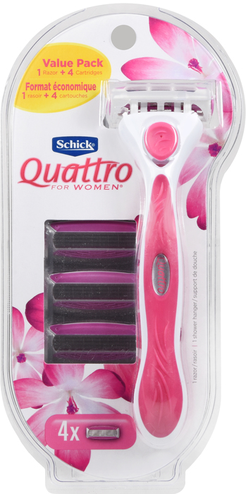 Schick Quattro for Women Women's Razor + 4 Blade Refills 4ct