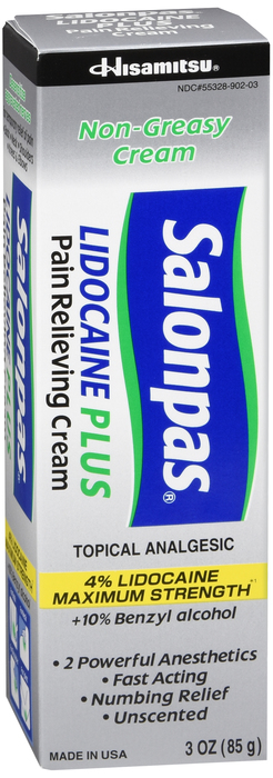 Salonpas Lidocaine Plus Pain Relieving Cream 3oz