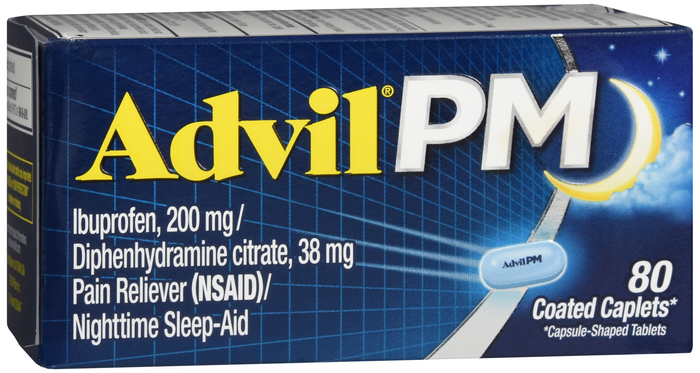 Advil PM Ibuprofen Pain Reliever/Nighttime Sleep-Aid Caplets 80ct