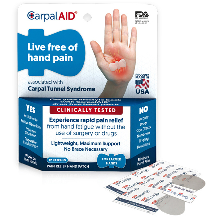 CarpalAID Patches for Carpal Tunnel Syndrome Large 12ct