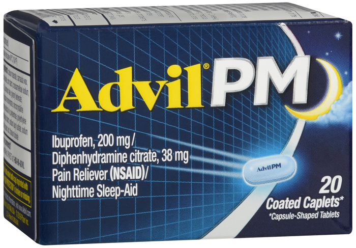 Advil PM Ibuprofen Pain Reliever/Nighttime Sleep-Aid Caplets 20ct