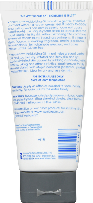 VANICREAM MOISTURIZING OINT TUBE 2.5OZ