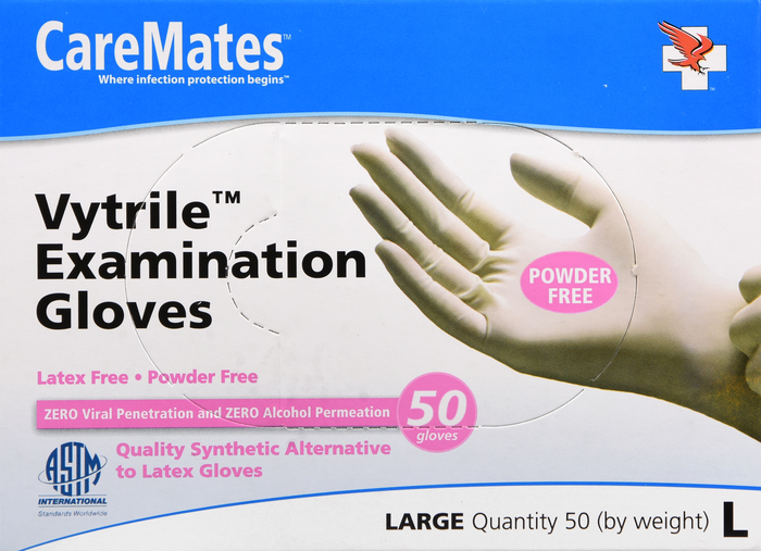 Gloves CareMates Vytrile Powder-Free L 50ct