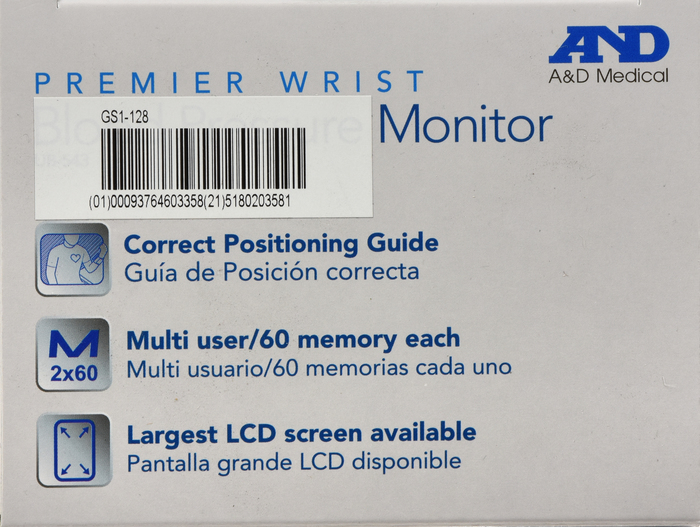 A&D Blood Pressure Wrist Monitor UB-543