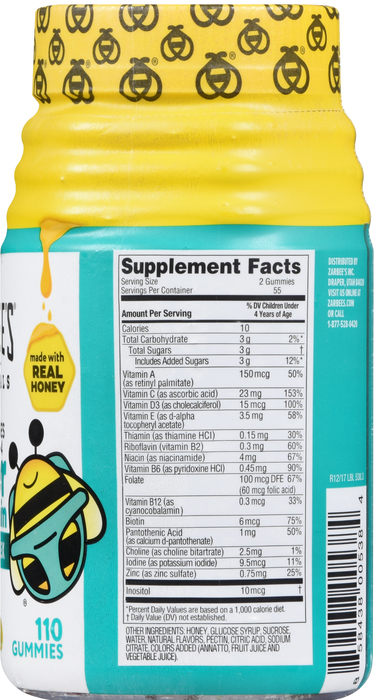 Zarbee's Naturals Complete Toddler Multivitamin Gummies 110ct