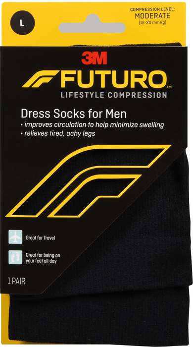 Futuro Men's Dress Socks 15-20mmHg Black Large 1ct