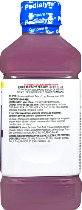 Good Neighbor Pharmacy Grape Pediatric Electrolyte Liquid 6x33.8oz