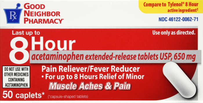 Good Neighbor Pharmacy 8 Hour Pain Reliever Acetaminophen 650mg Caplets 50ct