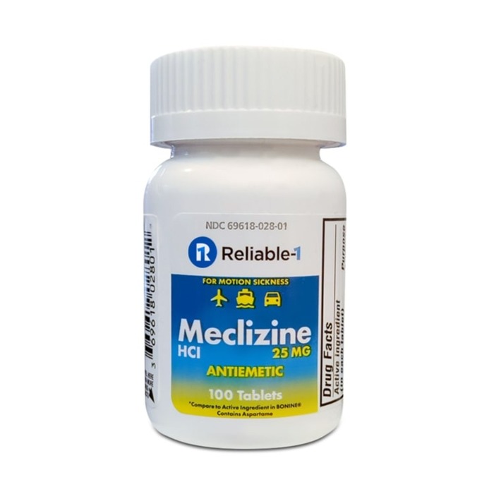 MECLIZINE HCL 25MG CHEW TABLET 100CT