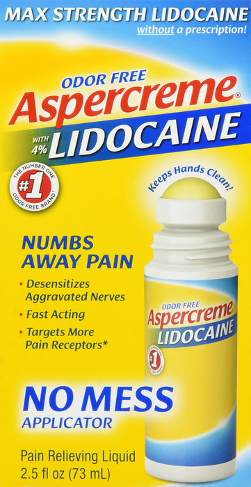 Aspercreme Lidocaine No-Mess Roll-On Pain Relief Liquid 2.5oz