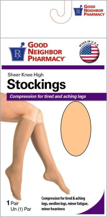 Good Neighbor Pharmacy Knee High Ladies Opaque 8-15mmHg Beige L