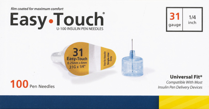 Easy Touch Pen Needles 31Gx1/4in 100ct