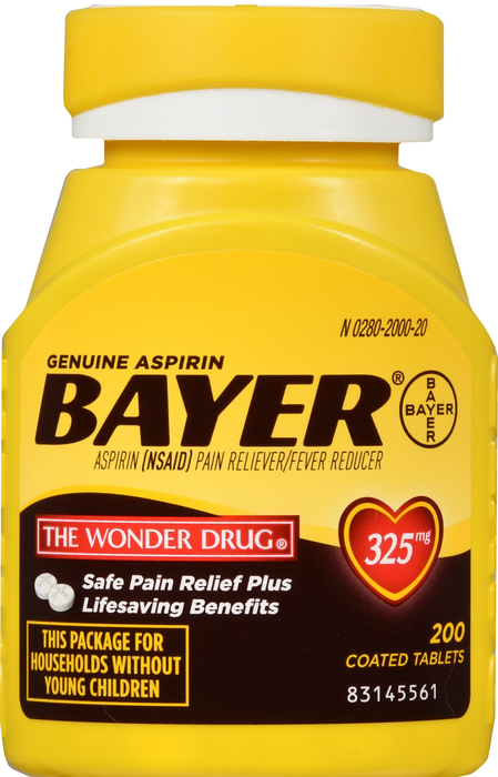 Bayer Aspirin Pain Reliver/Fever Reducer 325mg Coated Tablets 200ct