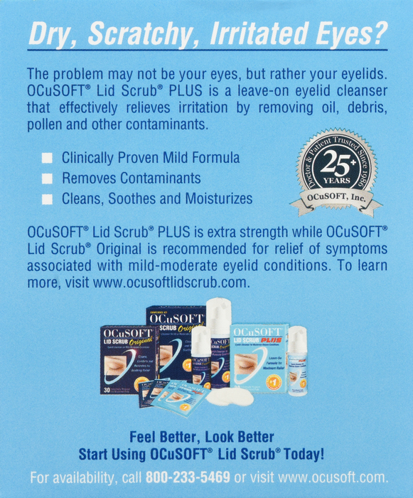 Ocusoft Eyelid Scrub Plus Pre-Moistened Pads 30ct