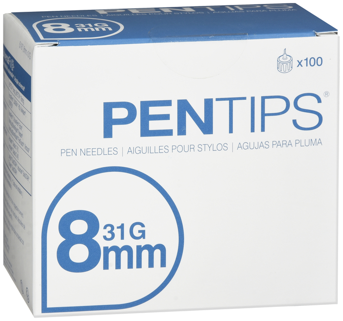 PENTIPS PEN NEEDLES 8MMX31G 100CT