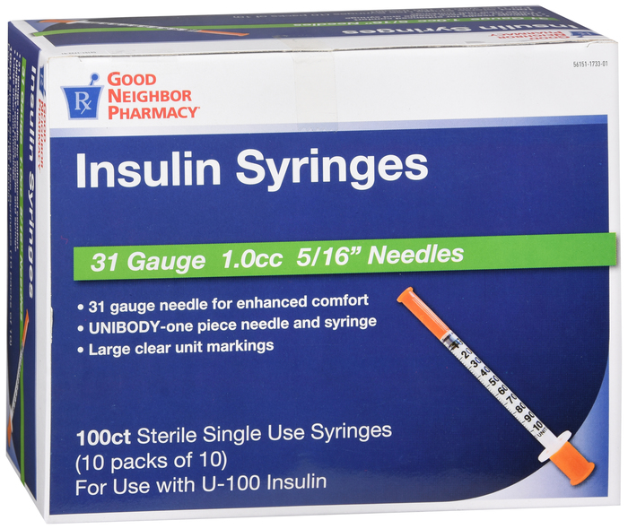 Good Neighbor Pharmacy Insulin Syringes 31g 1c 100ct