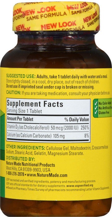 Nature Made Vitamin D-3 2000IU Tablets 220ct