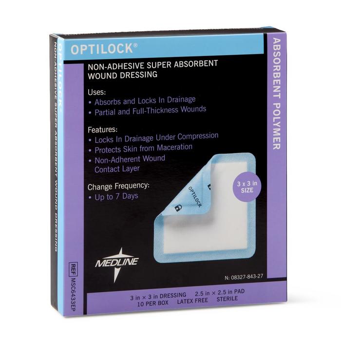 OPTILOCK NON ADHESIVE DRS 3X3IN 10CT DS