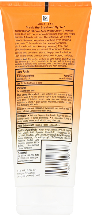 NEUTROGENA O/F ACNE WASH CLEAN CRM 6.7OZ