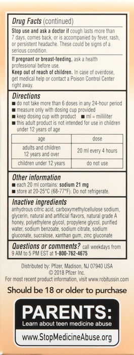 Robitussin Honey Cough + Chest Congestion DM Maximum Strength Liquid 4oz