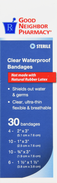 Good Neighbor Pharmacy Clear Waterproof Bandages Assorted 30ct