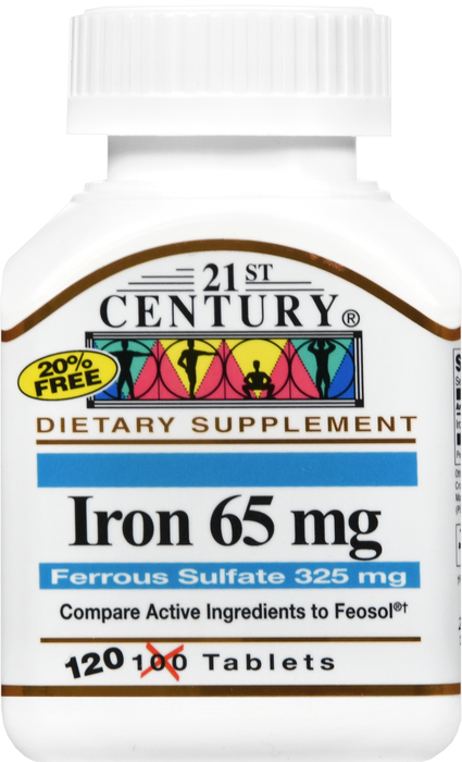 21st Century Iron 65mg & Ferrous Sulfate 325mg Tablets 120ct