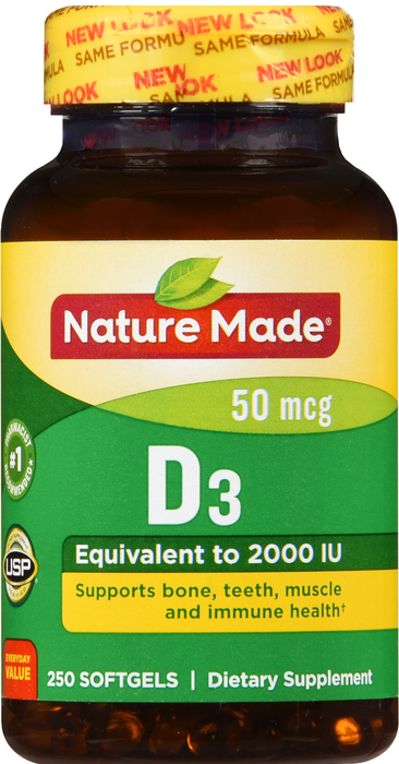 Nature Made VIT D-3 2000IU SOFTGEL 250ct