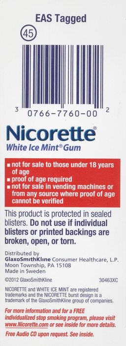 Nicorette Stop Smoking Aid 4mg White Ice Mint Coated Nicotine Lozenges 100ct