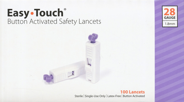 EASY TOUCH LANCET 28G BUTTON ACTV 100CT