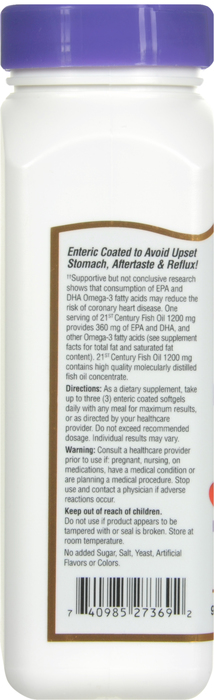 21st Century Enteric Coated Fish Oil 1200mg Softgels 90ct