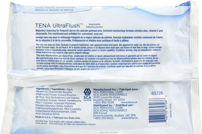 TENA ULTRA FLUSH WASHCLOTH 48CT