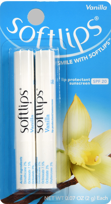 SOFTLIPS LIP PROTECTANT STICK SPF 20 VANILLA 2 PACK 0.14 OZ