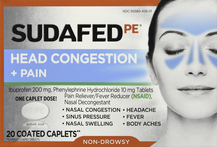 Sudafed PE Head Congestion & Pain Caplets 20ct