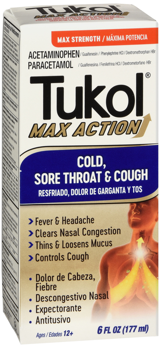 TUKOL MAX ACTION COLD & FLU LIQ 6OZ