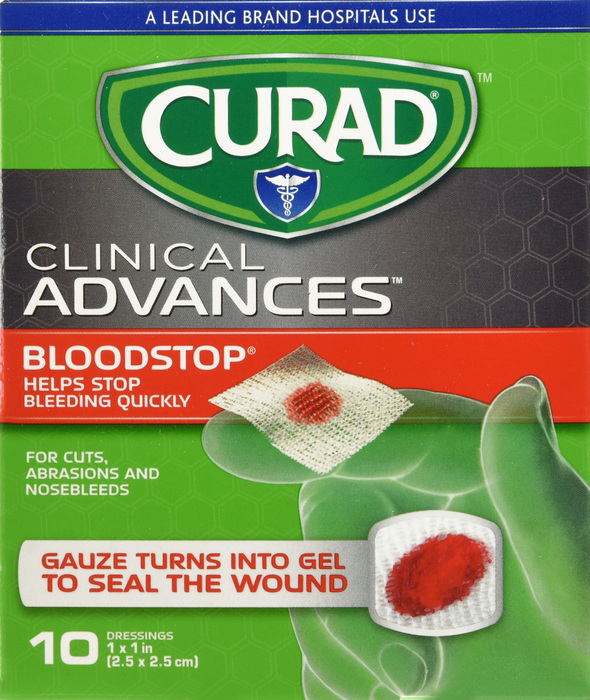 CURAD BLOOD STOP GAUZE 1"X1" 10CT