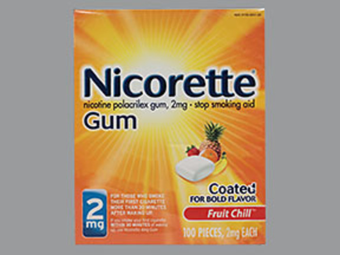 Nicorette Stop Smoking Aid 2mg Fruit Chill Coated Nicotine Gum 100ct