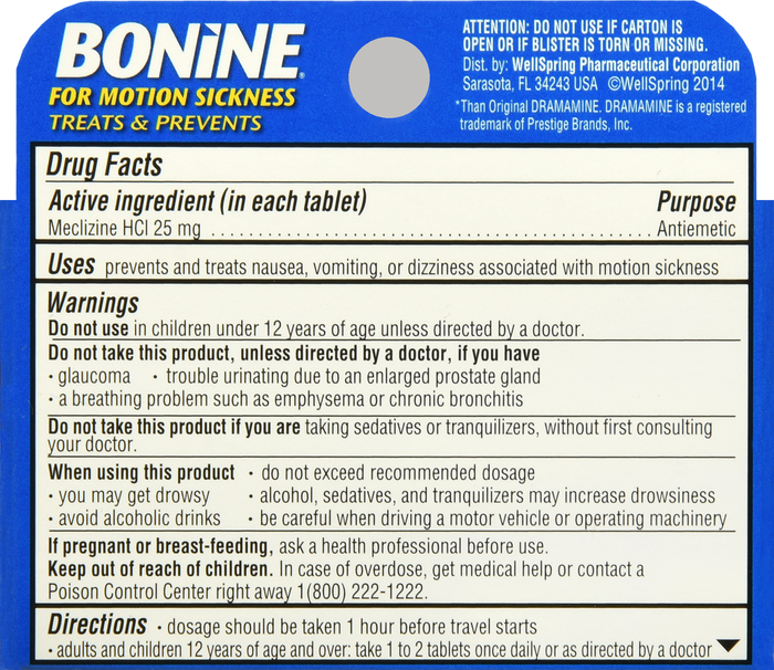 Bonine for Motion Sickness Raspberry Chewable Tablets 8ct