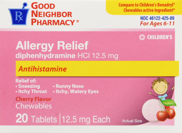 Good Neighbor Pharmacy Children's Allergy Relief 12.5mg Cherry Flavor Chewable Tablets 20ct