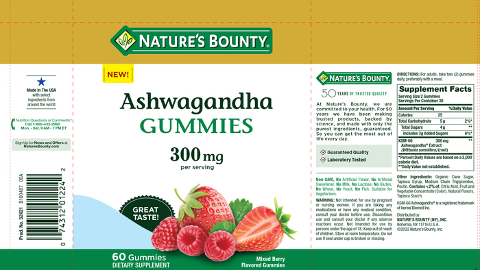 ASHWAGANDHA 300 MG GMY 60 NAT BOUNTY