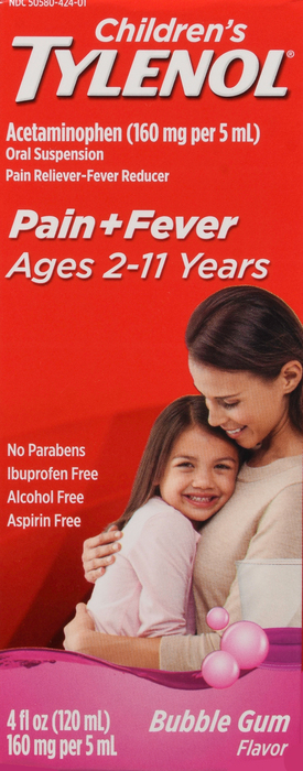 Children's Tylenol Pain + Fever 160mg Acetaminophen Bubblegum Oral Suspension 4oz