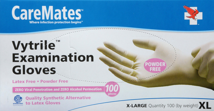 Gloves CareMates Vytrile Powder-Free XL 100ct